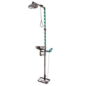 Full Stainless Steel Floor Mounted Emergency Shower & Eyewash Combination