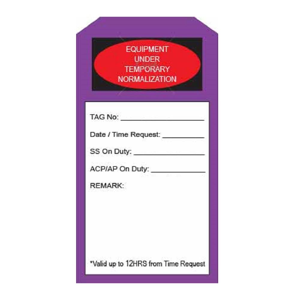 Lockout Tag - Equipment Under Temporary Normalization - Safetyware Sdn Bhd