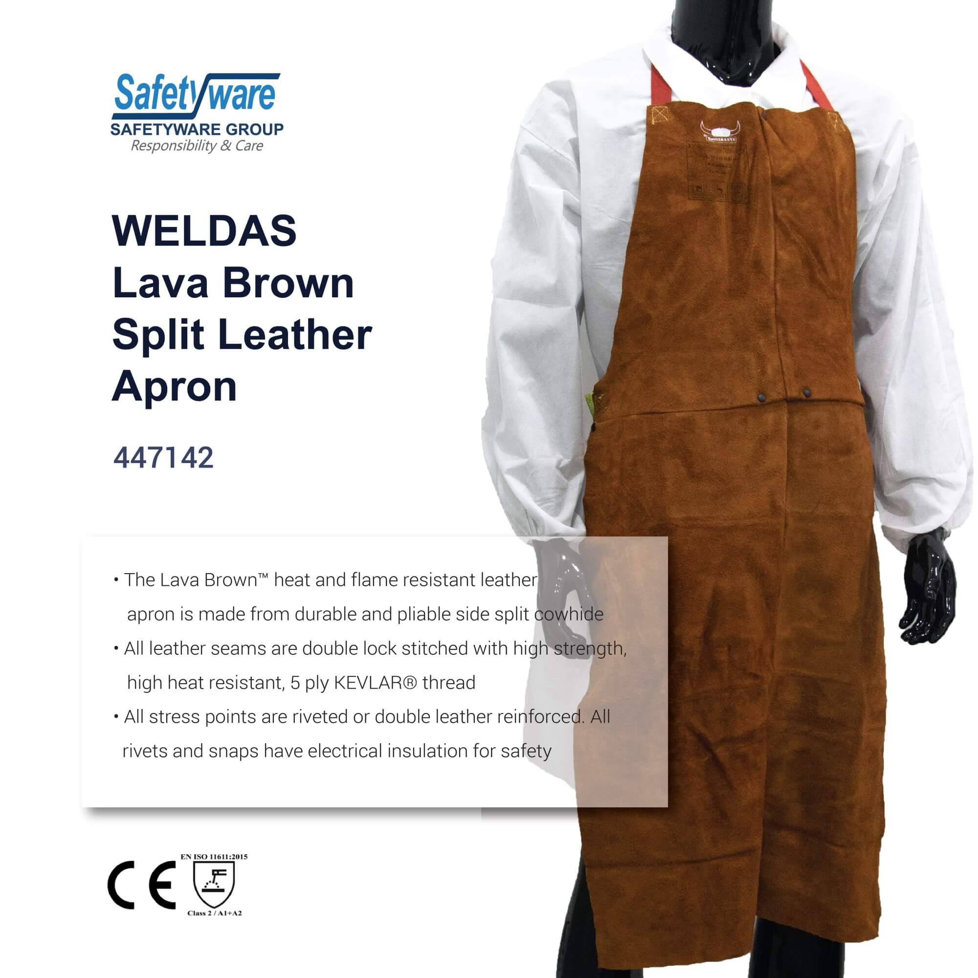 weldas schweißerschürze lava brown 44-7148 122x80cm
